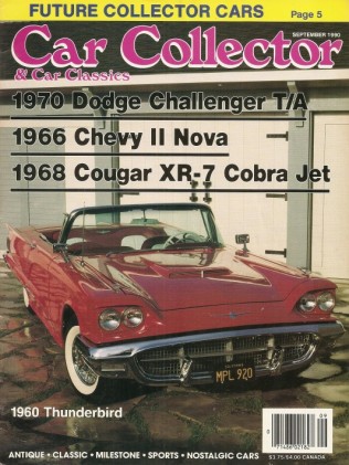 CAR COLLECTOR & CAR CLASSICS 1990 SEPT - '70 CHALLENGER '66 NOVA,'68 COUGAR XR7